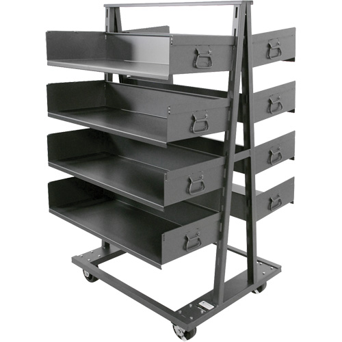 Chariot &agrave; cadre en A robuste &agrave; deux c&ocirc;t&eacute;s avec 8 plateaux &agrave; rebords, 38" x 30" x 63", Capacit&eacute; 2500 lb Helyx Safety & Industrial Supplies