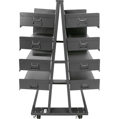 Chariot &agrave; cadre en A robuste &agrave; deux c&ocirc;t&eacute;s avec 8 plateaux &agrave; rebords, 38" x 30" x 63", Capacit&eacute; 2500 lb Helyx Safety & Industrial Supplies