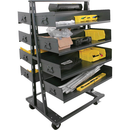 Chariot &agrave; cadre en A robuste &agrave; deux c&ocirc;t&eacute;s avec 8 plateaux &agrave; rebords, 38" x 30" x 63", Capacit&eacute; 2500 lb Helyx Safety & Industrial Supplies