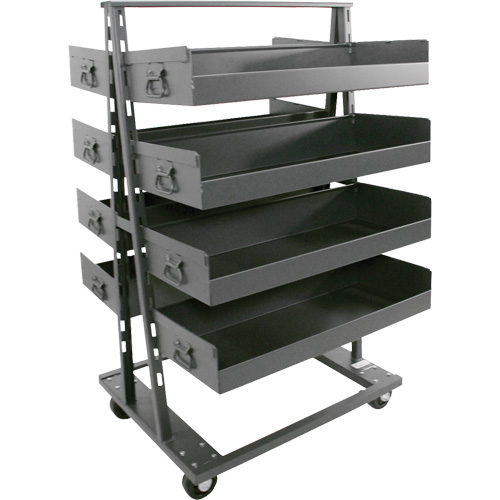 Double-Sided Heavy Duty A-Frame Cart with 8 Large Lipped Trays, 38" x 30" x 63", 2500 lbs. Capacity Helyx Safety & Industrial Supplies