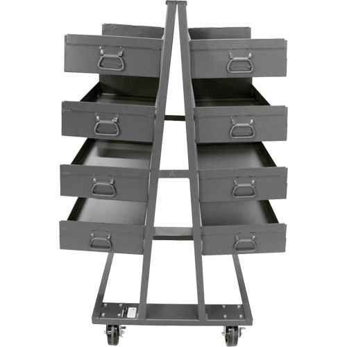 Double-Sided Heavy Duty A-Frame Cart with 8 Large Lipped Trays, 38" x 30" x 63", 2500 lbs. Capacity Helyx Safety & Industrial Supplies