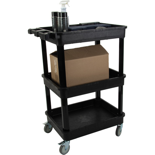 Utility Cart with Deep Lip Shelf, 3 Tiers, 19" x 39-1/2" x 28-1/4", 330 lbs. Capacity Helyx Safety & Industrial Supplies