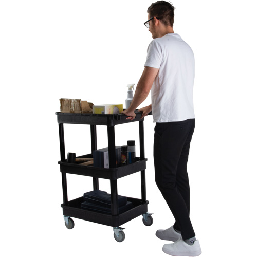 Utility Cart with Deep Lip Shelf, 3 Tiers, 19" x 39-1/2" x 28-1/4", 330 lbs. Capacity Helyx Safety & Industrial Supplies