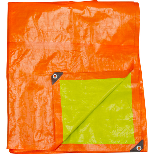 B&acirc;che tiss&eacute;e robuste haute visibilit&eacute;, Poly&eacute;thyl&egrave;ne, Vert/Orange, 16' x 20' x 12 mils Helyx Safety & Industrial Supplies
