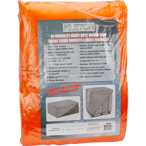 B&acirc;che tiss&eacute;e robuste haute visibilit&eacute;, Poly&eacute;thyl&egrave;ne, Vert/Orange, 16' x 20' x 12 mils Helyx Safety & Industrial Supplies
