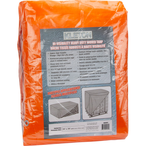 B&acirc;che tiss&eacute;e robuste haute visibilit&eacute;, Poly&eacute;thyl&egrave;ne, Vert/Orange, 20' x 30' x 12 mils Helyx Safety & Industrial Supplies
