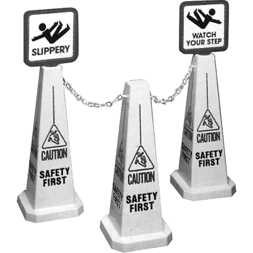 C&ocirc;nes de d&eacute;viation Lamba  Caution , Anglais avec pictogramme Helyx Safety & Industrial Supplies