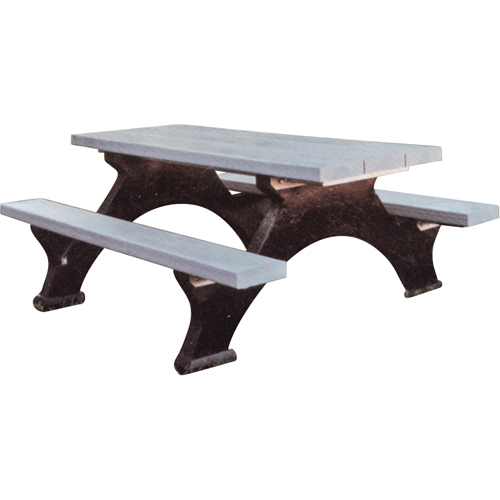 Recycled Plastic Picnic Tables, 8' L x 62-1/4" W, Grey Helyx Safety & Industrial Supplies