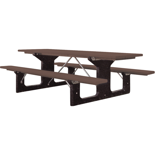 Recycled Plastic Picnic Tables, 6' L x 61-1/2" W, Brown Helyx Safety & Industrial Supplies