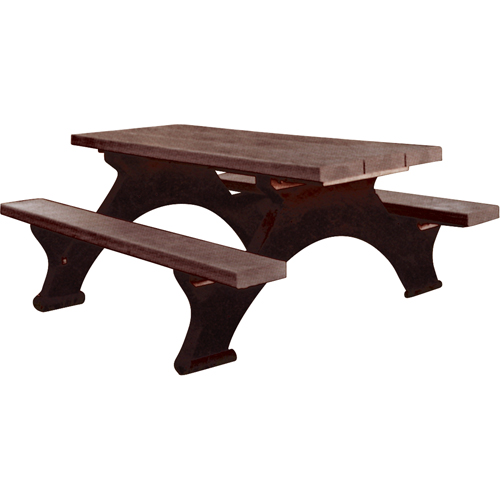 Recycled Plastic Picnic Tables, 8' L x 61-1/2" W, Brown Helyx Safety & Industrial Supplies