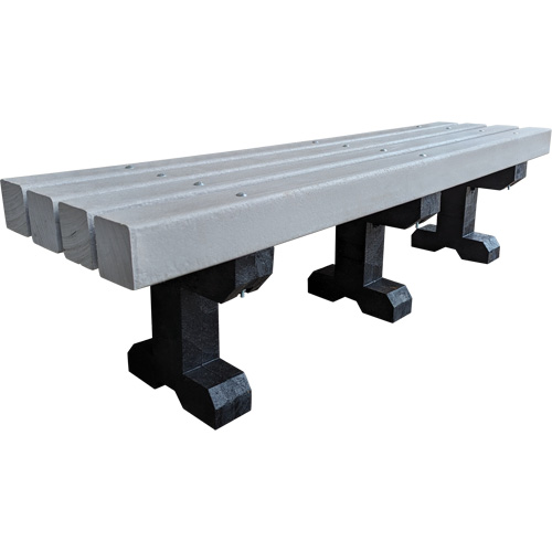 Park Bench, Recycled Plastic, 72" L x 17" W x 17" H, Grey Helyx Safety & Industrial Supplies