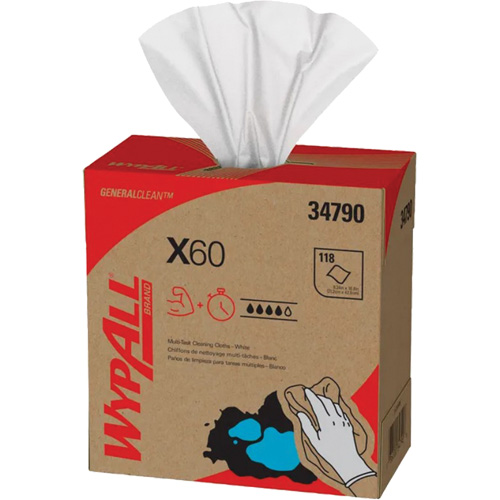 WypAll&reg; X60 Wipers, All-Purpose, 16-3/4" L x 8-3/8" W Helyx Safety & Industrial Supplies