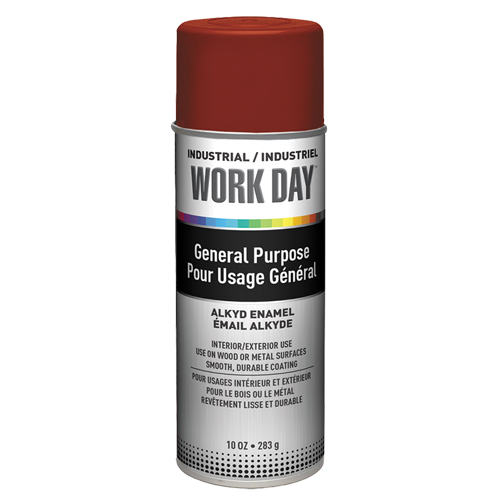 Peinture industrielle Work Day, Rouge, Tr&egrave;s mat, 10 oz, Canette a&eacute;rosol Helyx Safety & Industrial Supplies