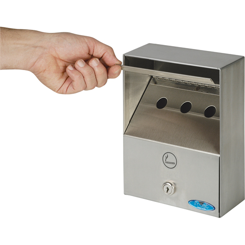 Smoking Receptacles, Wall-Mount, Stainless Steel, 1 Litres Capacity, 9" Height Helyx Safety & Industrial Supplies