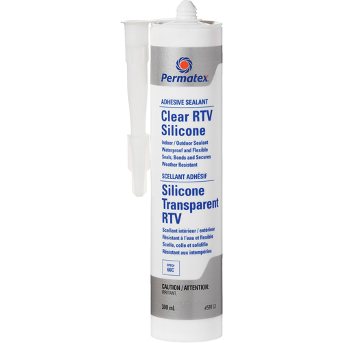 Clear RTV Adhesive Sealant, 300 ml, Cartridge, Clear Helyx Safety & Industrial Supplies