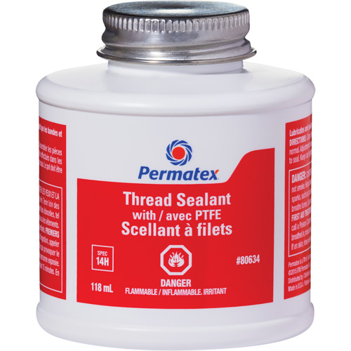 Scellant &agrave; filets avec PTFE, Bouteille &agrave; dessus brosse, 118 ml, -54°C - 150°C/-65°F - 300°F Helyx Safety & Industrial Supplies