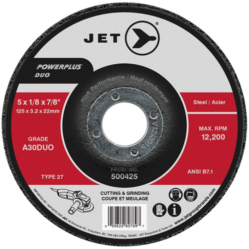 POWERPLUS DUO Cutting/Grinding Wheel, 4" x 1/8", 5/8" Arbor, Type 27, A30DUO Grit Helyx Safety & Industrial Supplies