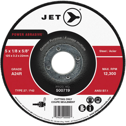 Power Abrasive Cut-Off Wheel, 4-1/2" x 1/8", 7/8" Arbor, Type 27, 13300 RPM Helyx Safety & Industrial Supplies