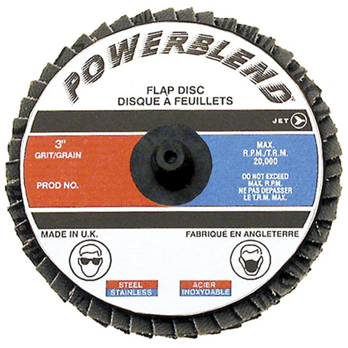 Disque &agrave; lamelles &agrave; rouler POWERBLEND, 2" x Type R, Grain Z120, Alumine de zirconium Helyx Safety & Industrial Supplies