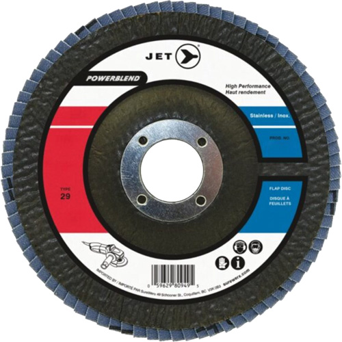 POWERBLEND Flap Disc, 4-1/2" x 7/8", Type 29, Z120 Grit, Zirconia Alumina Helyx Safety & Industrial Supplies