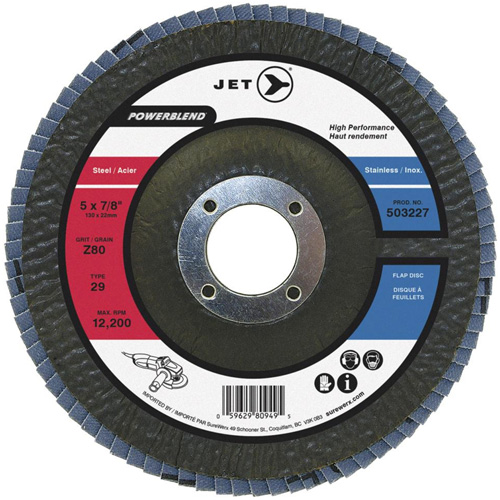Disque &agrave; lamelles PowerBlend, 7" x 7/8", Type 29, Grain Z40, Alumine de zirconium Helyx Safety & Industrial Supplies