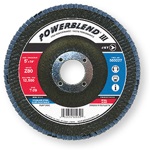 Disque &agrave; lamelles PowerBlend, 7" x 7/8", Type 29, Grain Z120, Alumine de zirconium Helyx Safety & Industrial Supplies