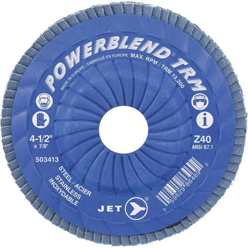 Disque &agrave; lamelles ajustables POWERBLEND TRM, 5" x 7/8", Type 29, Grain Z60, Alumine de zirconium Helyx Safety & Industrial Supplies