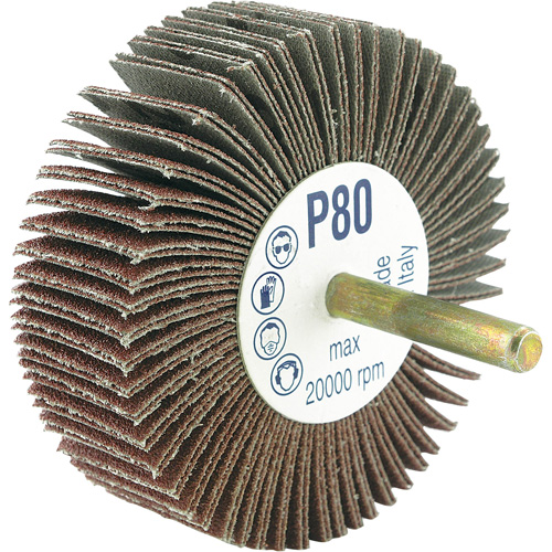 Shaft Mounted Flapwheel, 80 Grit, 3" x 1/4" Helyx Safety & Industrial Supplies