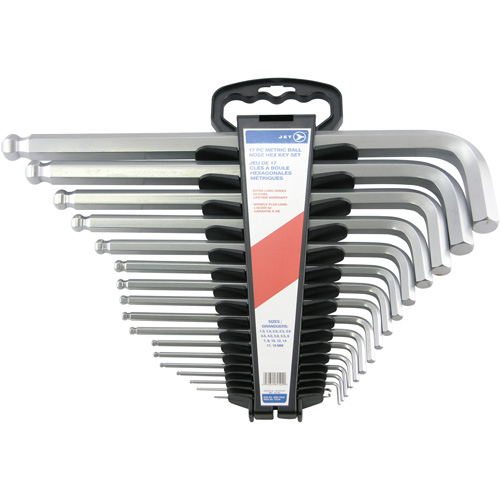 Jumbo Extra-Long Ball Nose Hex Key Set, 17 Pcs., Metric Helyx Safety & Industrial Supplies