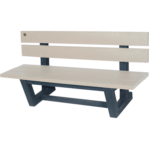 Outdoor Park Benches, Recycled Plastic, 72" L x 23-3/16" W x 29-13/16" H, Sand Helyx Safety & Industrial Supplies