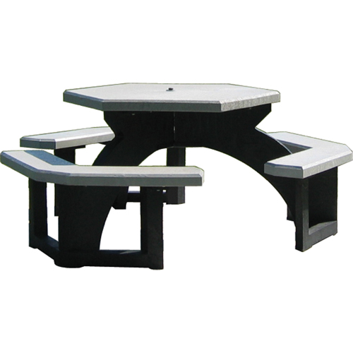 Tables de pique-nique hexagonales en plastique recycl&eacute;, 78" lo x 78" la, Gris Helyx Safety & Industrial Supplies