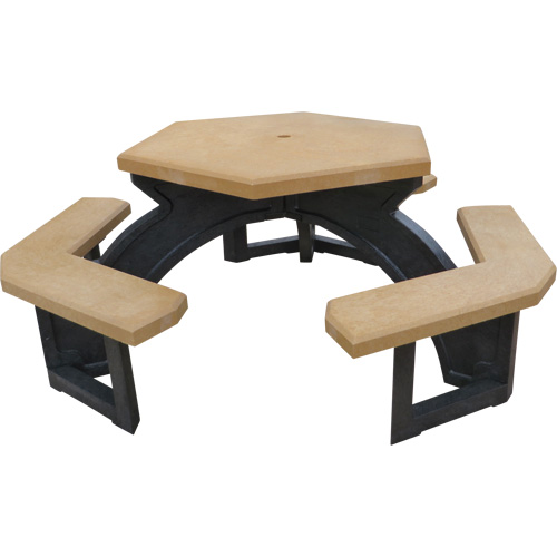 Tables de pique-nique hexagonales en plastique recycl&eacute;, 78" lo x 78" la, C&egrave;dre Helyx Safety & Industrial Supplies