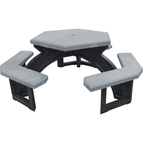 Tables de pique-nique hexagonales en plastique recycl&eacute;, 78" lo x 78" la, Gris Helyx Safety & Industrial Supplies