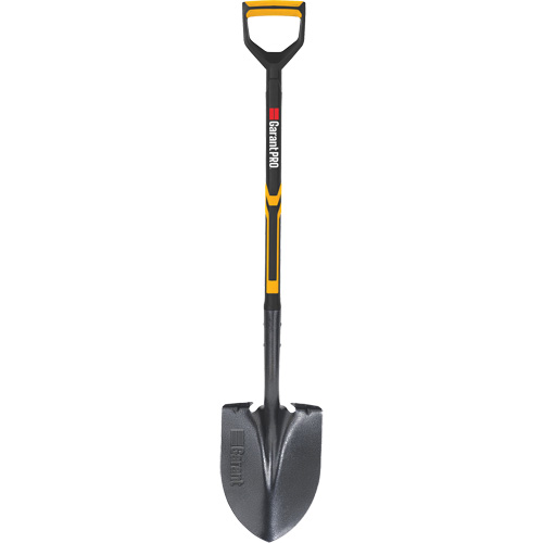 Pro Round Point Shovel, Tempered Steel Blade, Fibreglass, D-Grip Handle Helyx Safety & Industrial Supplies