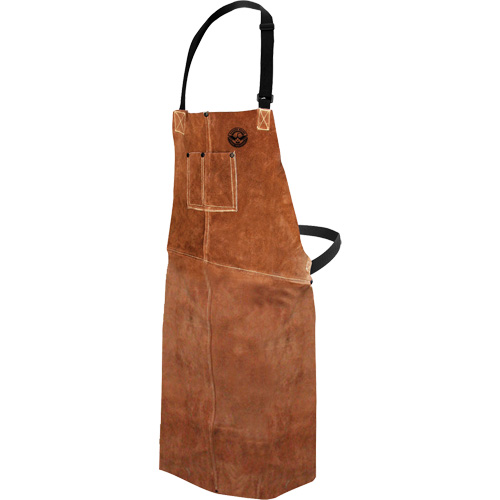 Leather Welding Apron, Bib, 36" L, Brown Helyx Safety & Industrial Supplies