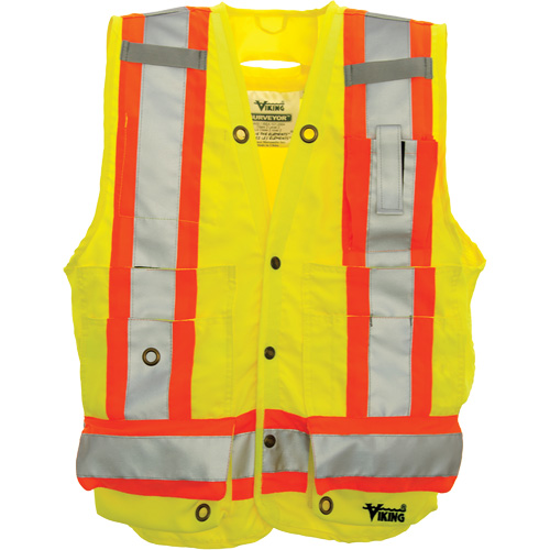 Veste de s&eacute;curit&eacute; pour arpenteur, Jaune lime haute visibilit&eacute;, Grand, Polyester Helyx Safety & Industrial Supplies