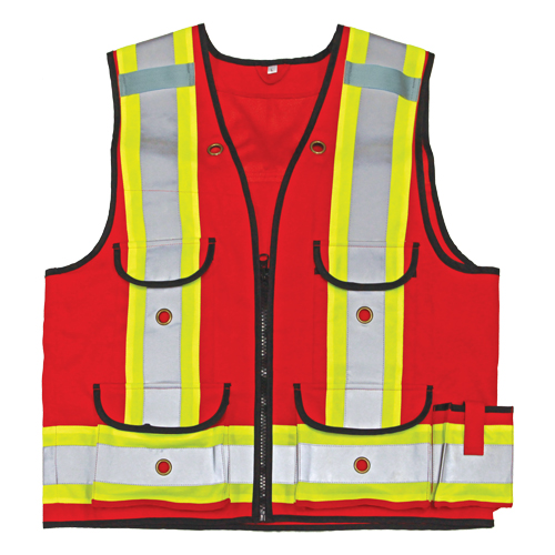 All-Trades 1000D&reg; Surveyor Safety Vest, Red, Large, Polyester Helyx Safety & Industrial Supplies
