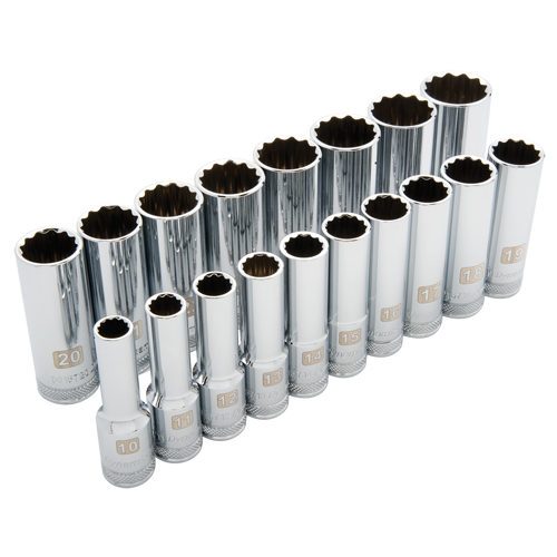 Jeu de douilles m&eacute;triques, 18 Mcx, Prise de 1/2", Profond Helyx Safety & Industrial Supplies