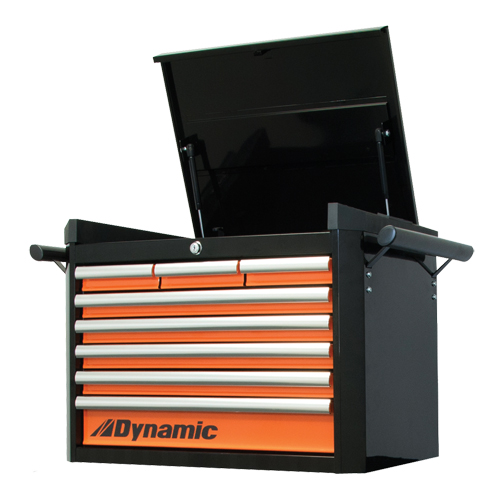 Coffre &agrave; outils sup&eacute;rieur, 28" la, 8 tiroirs, Noir/Orange Helyx Safety & Industrial Supplies