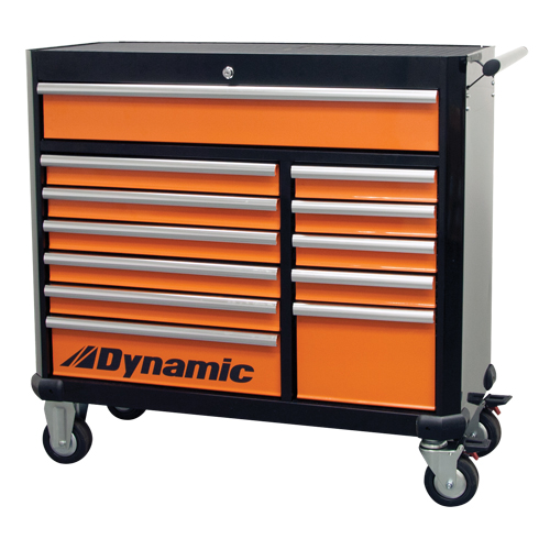 Armoire &agrave; outils mobile, 12 tiroirs, 42" la x 18" p x 41" h, Noir/Orange Helyx Safety & Industrial Supplies