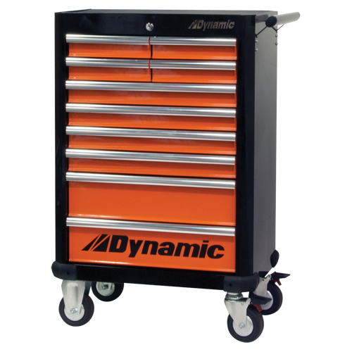 Armoire &agrave; outils mobile, 10 tiroirs, 28" la x 18" p x 43-1/4" h, Noir/Orange Helyx Safety & Industrial Supplies