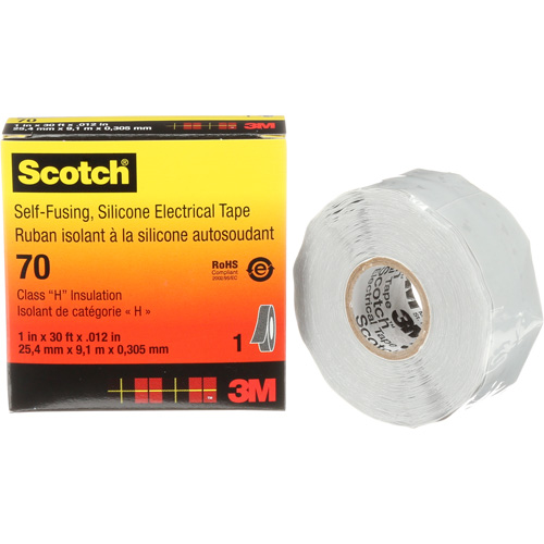 Ruban isolant en caoutchouc de silicone autofusionnant Scotch, 25,4 mm (1") x 9 m (30'), Gris, 12 mils Helyx Safety & Industrial Supplies