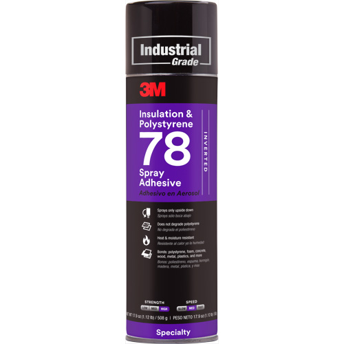 Polystyrene Foam Insulation 78 Spray Adhesive, 24 oz., Aerosol Can, Clear Helyx Safety & Industrial Supplies