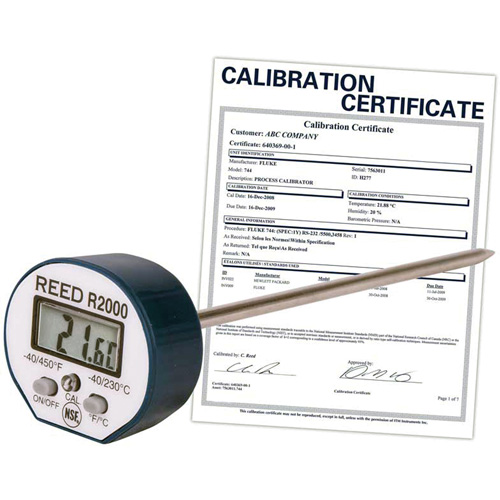 Thermom&egrave;tre avec certificat de calibration, Contact, Num&eacute;rique, -40-450°F (-40-230°C) Helyx Safety & Industrial Supplies