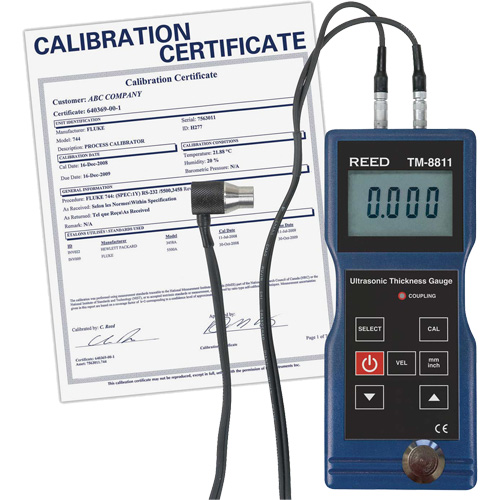 Thickness Gauge with Calibration Certificate, Digital Display, Ultrasound, 0.05" to 7.9" (1.5 mm to 200 mm) Range Helyx Safety & Industrial Supplies