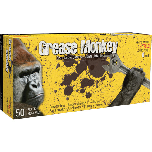 Gants Grease Monkey, Grand, Nitrile, 8 mils, Sans poudre, Noir Helyx Safety & Industrial Supplies