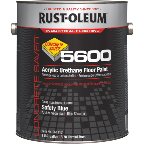 Concrete Saver 5600 System Acrylic Floor Paint, 1 gal., Water-Based, Gloss, Blue Helyx Safety & Industrial Supplies