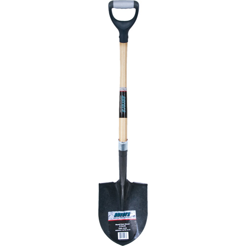 Heavy-Duty Round Point Shovel, Carbon Steel Blade, Hardwood, D-Grip Handle Helyx Safety & Industrial Supplies