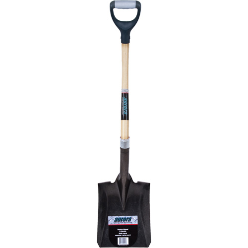 Heavy-Duty Square Shovel, Hardwood, Carbon Steel Blade, D-Grip Handle, 30" Long Helyx Safety & Industrial Supplies