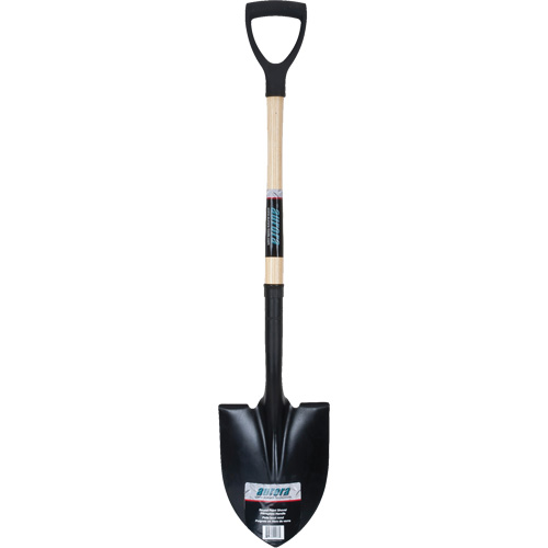Round Point Shovel, Tempered Steel Blade, Hardwood, D-Grip Handle Helyx Safety & Industrial Supplies